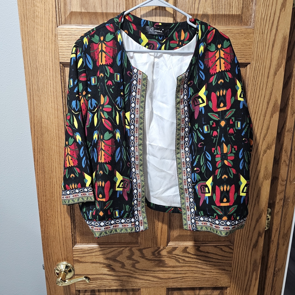 Colorful Patterned Open Jacket Unique - image 1